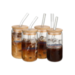Glass Cups with Lids and Straws, Coffee cups