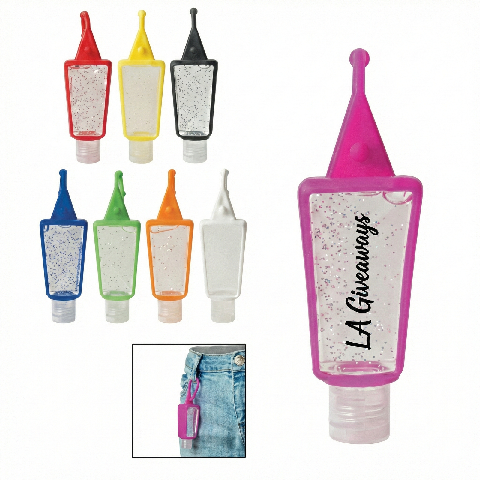 HBW-ST-SAM-01 (8) 1 OZ. HAND SANITIZER IN SILICONE HOLDER