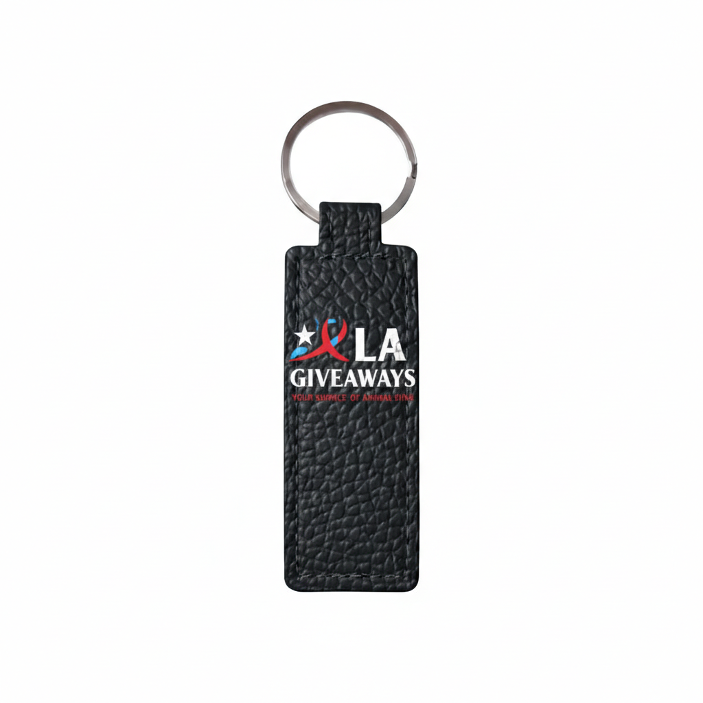 KC-KC-UZA-03 1 Leather Keychain Pendant With Metal Ring - Image 1