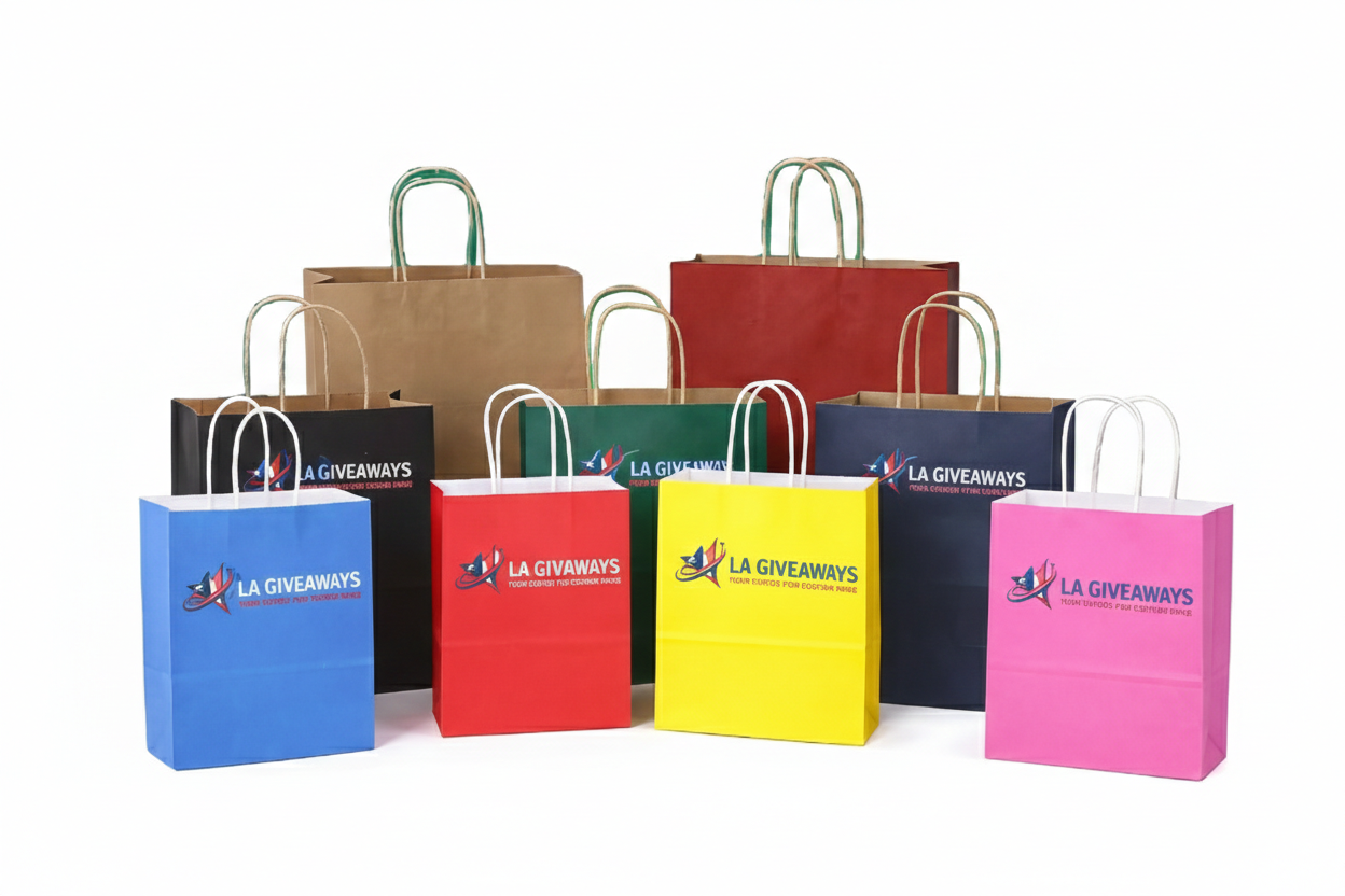 PP-PB-UZA-01 1 Printed Logo Kraft Paper Food Packaging Takeaway Gifts Bags - Image 1