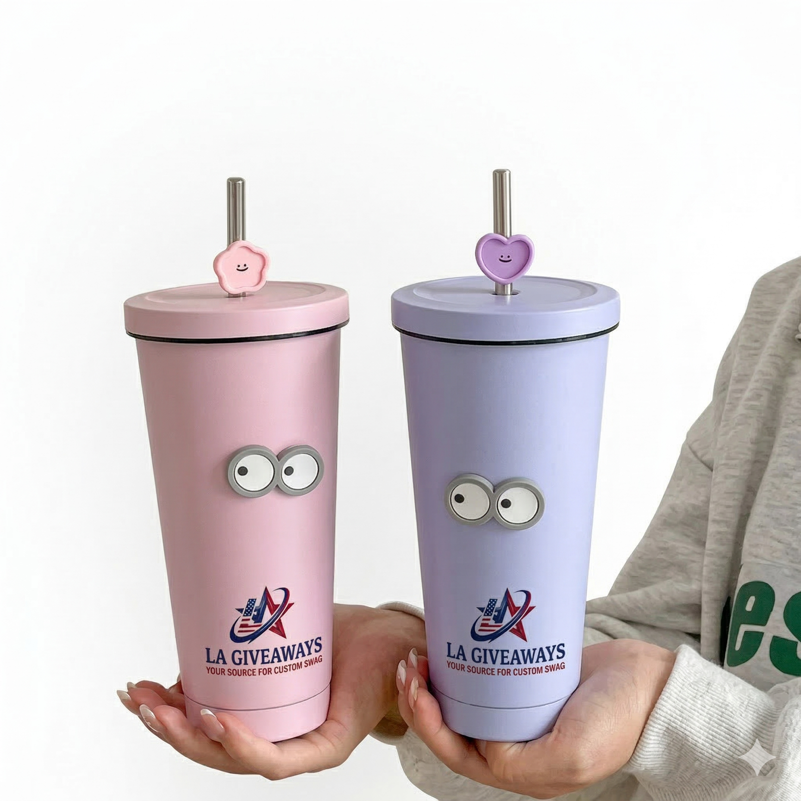 DW-MG-MARY-09 (3) Double-Walled Insulated 20oz Stainless Steel Cup with Straw