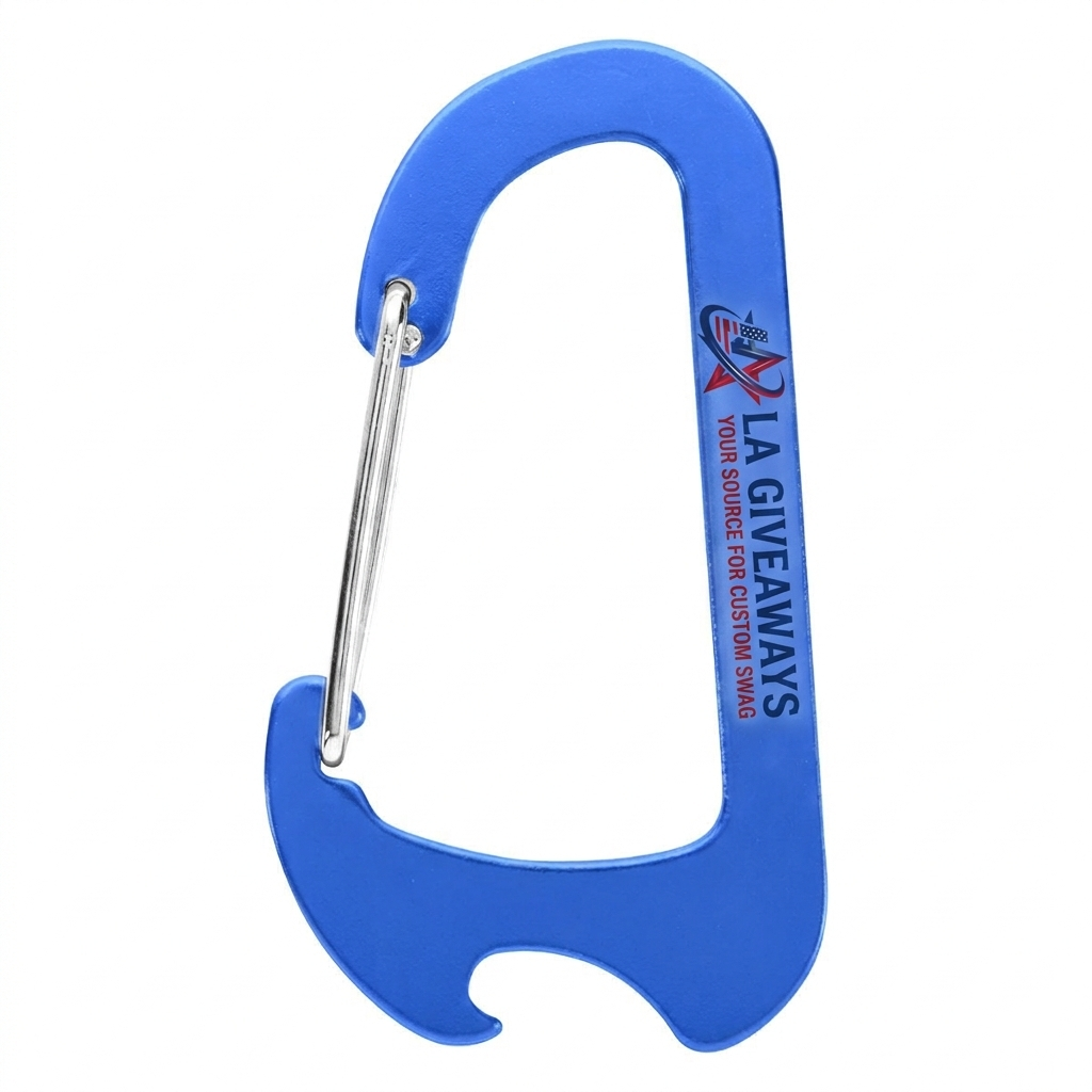 GC-MKC-UZA-01 1 Custom Logo Hook D Shaped Keychain Carabiner Bottle opener - Image 1
