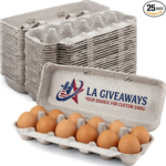 Recycled Pulp Egg Cartons – 12 Egg Storage Containers (25 Pack)