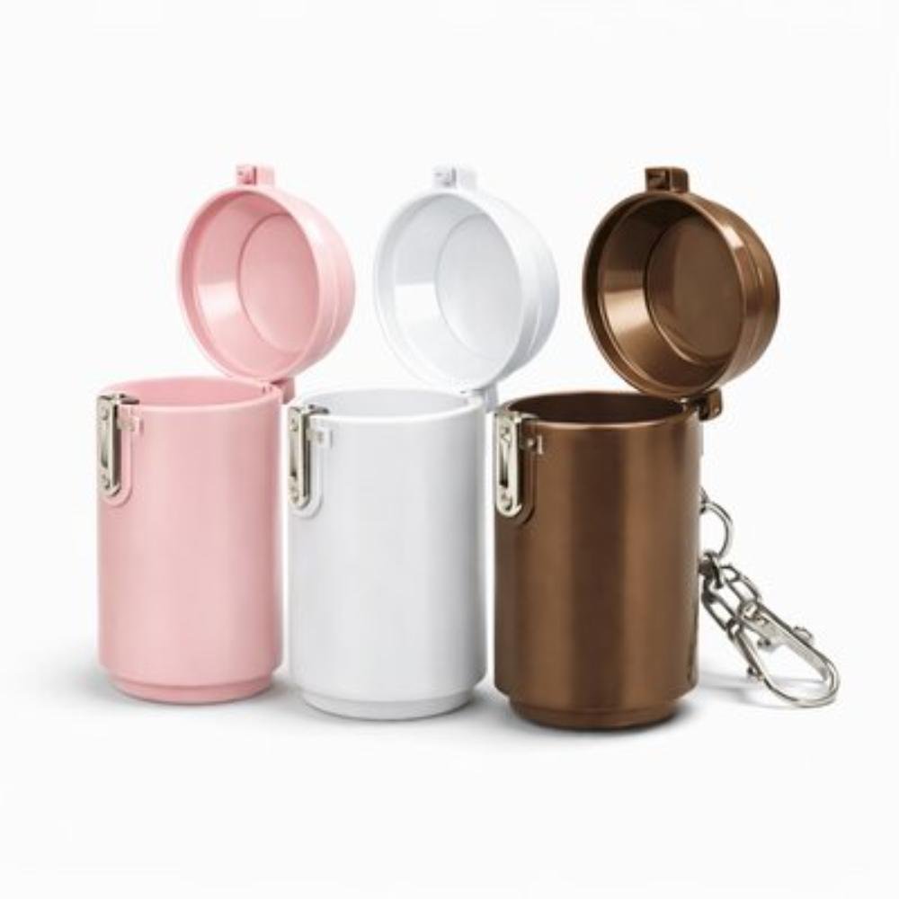 KC-KC-ESH-04 METAL CUSTOM ASH TRAY with Lid Keyring Chain Mini Trash - Image 1