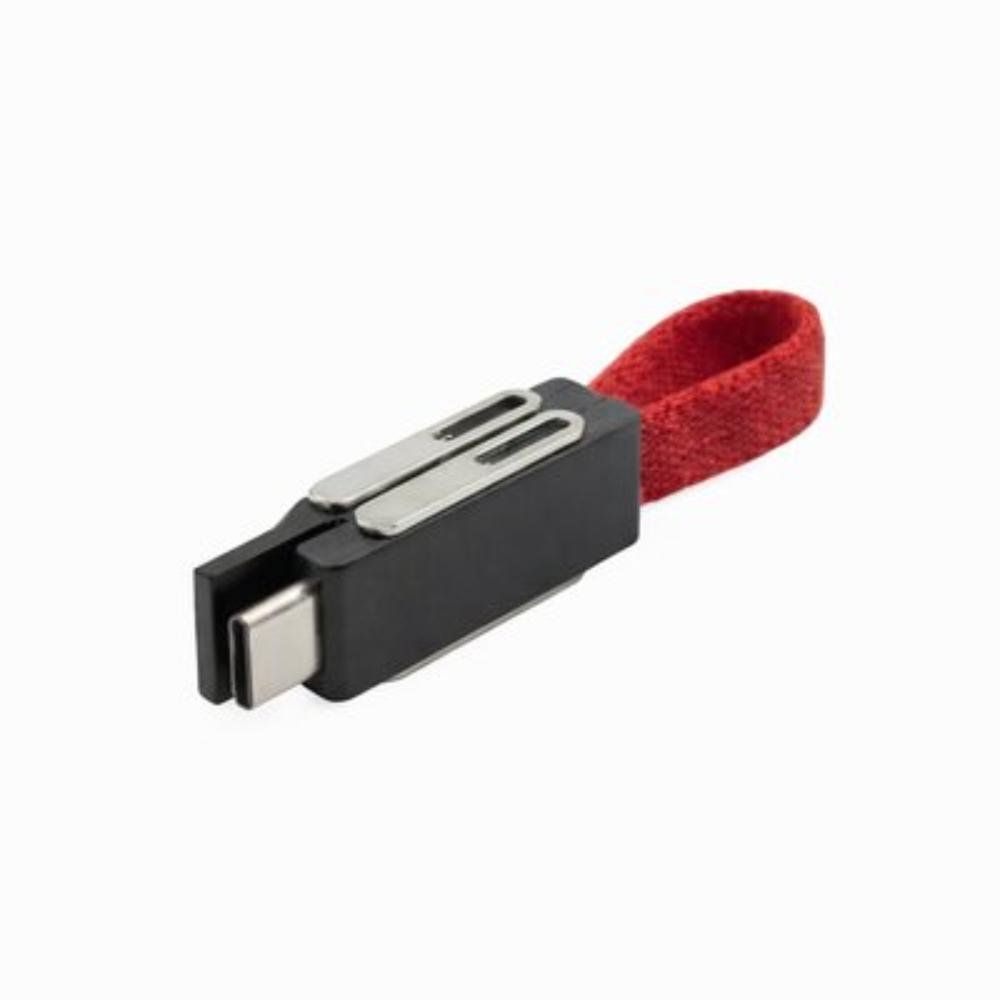 KC-USB-ESH-01 Magnetic Mini Charger Fabric 4-in-1 Keyring Chain USB Cable - Image 1